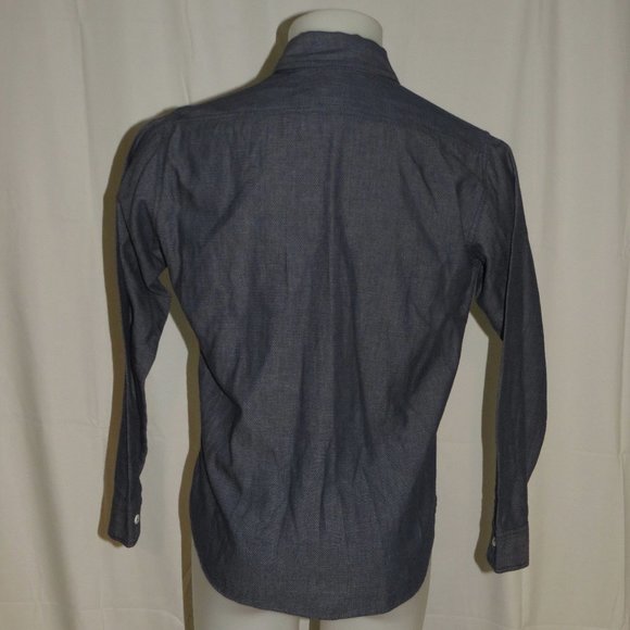 Post O'Alls Overalls Blue Pin Dot Collared Buttoned Down Shirt M - Picture 7 of 11